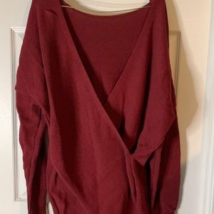 NWT Burgundy Women’s sweater cross-cross front Maison Mascallier size M